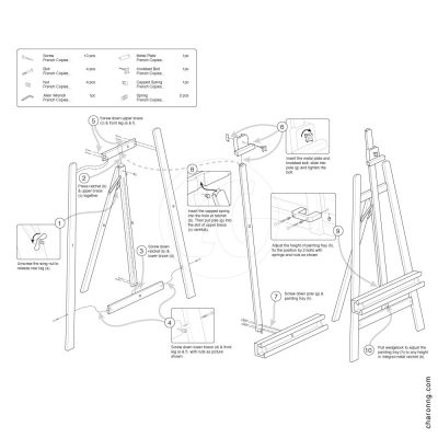 Instructions for easel assembling