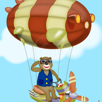 Bear driving an airship (Adobe Illustrator)