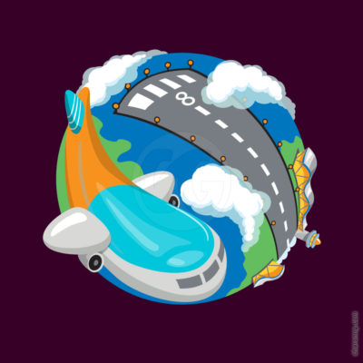 Flying around the world (Adobe Illustrator)