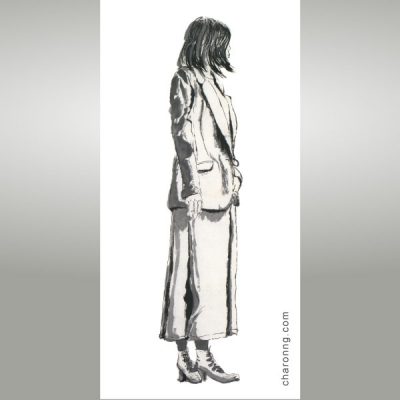 'Girl in suit' - ink on paper