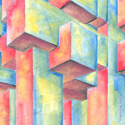 'Colour of perspective' - watercolour and pencil on paper